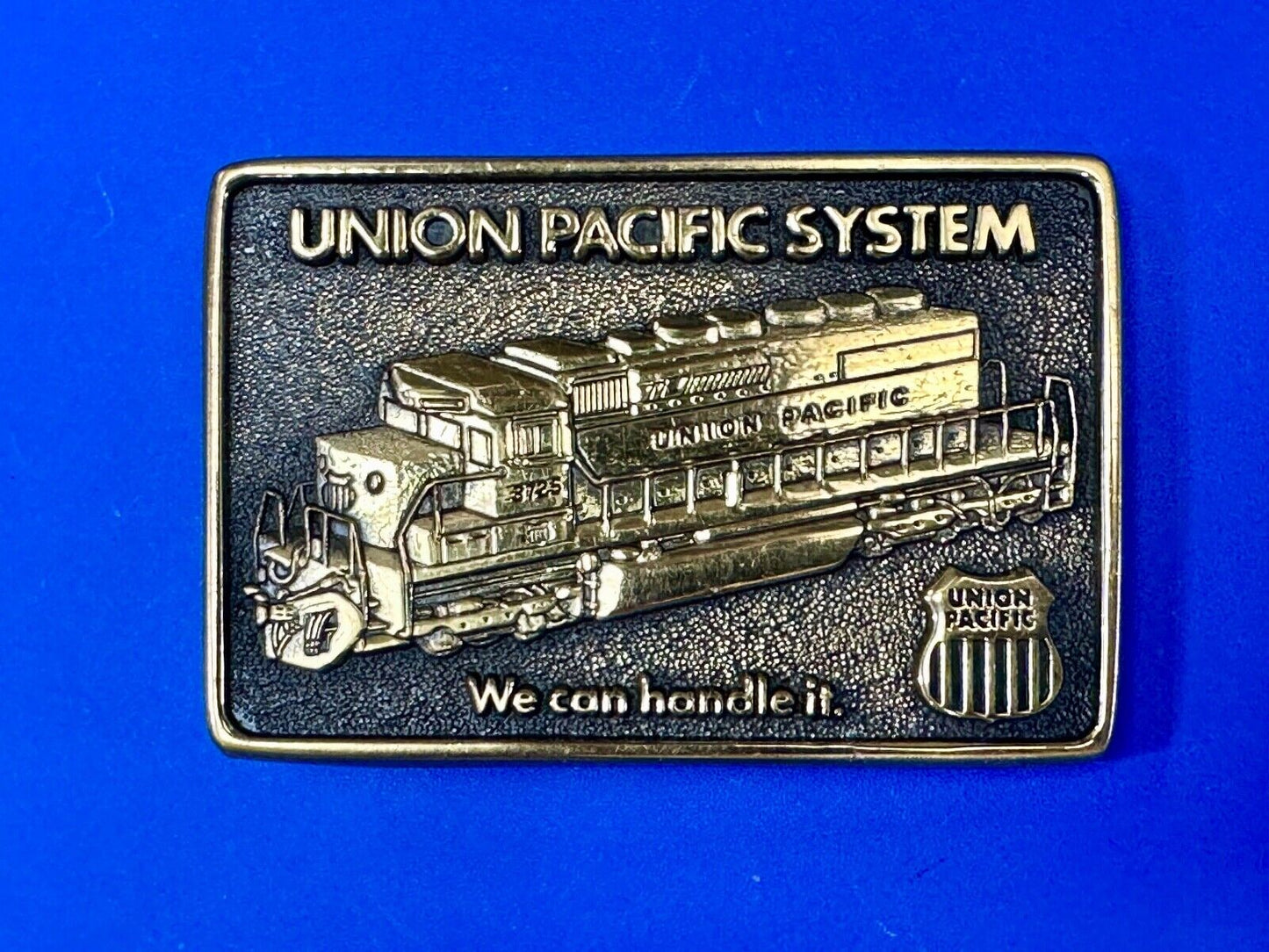 Union Pacific Railroad We can Handle it vintage Solid Brass Belt Buckle BTS