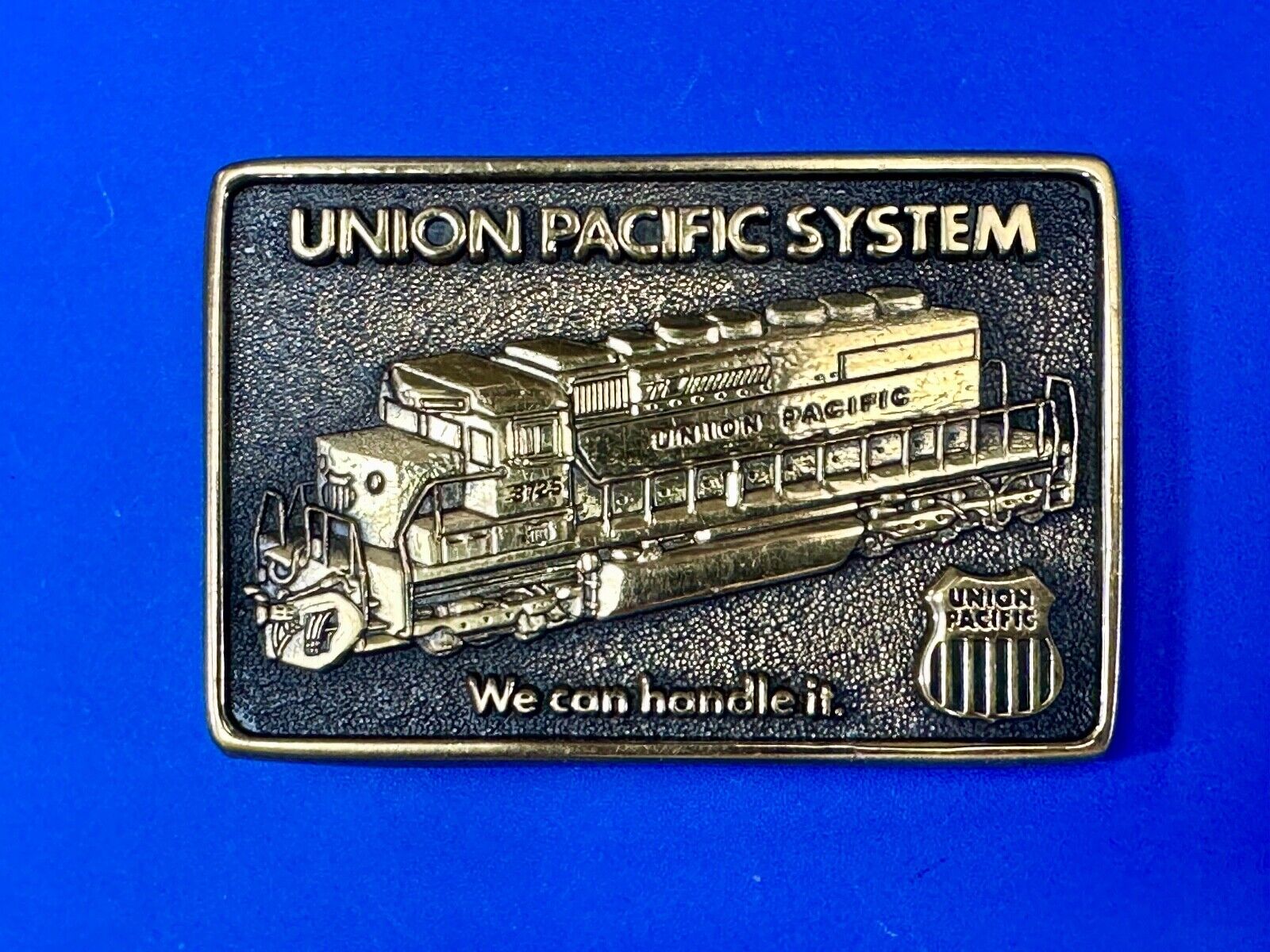 Union Pacific Railroad We can Handle it vintage Solid Brass Belt Buckle BTS