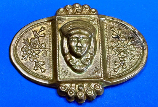 Antique Head Bust Belt Ornament - buckle slide clip - unknown to me! Victorian?