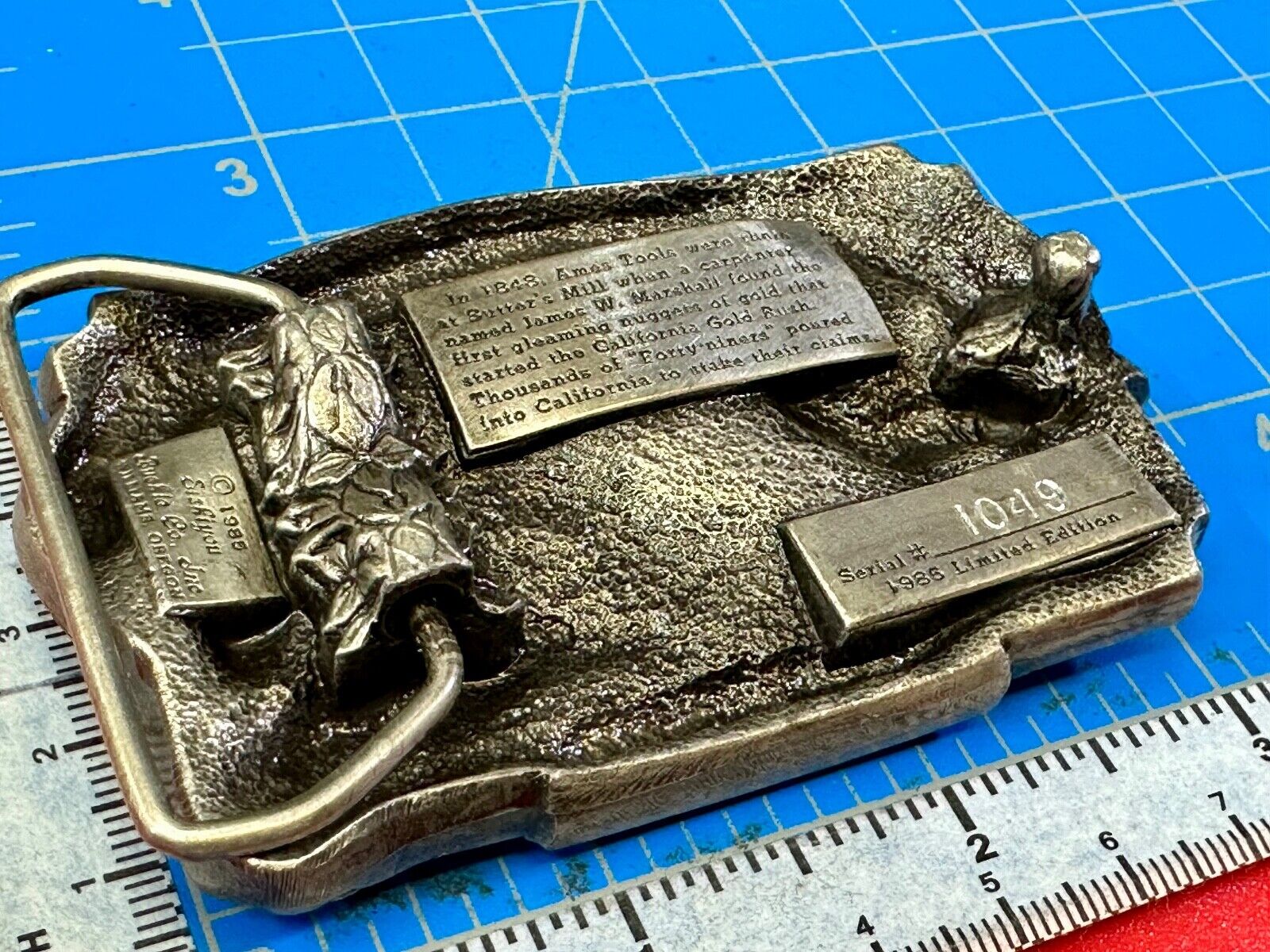 AMES TOOLS - Gold rush of 1849 Siskiyou 1985 Belt Buckle Lawn and garden supply