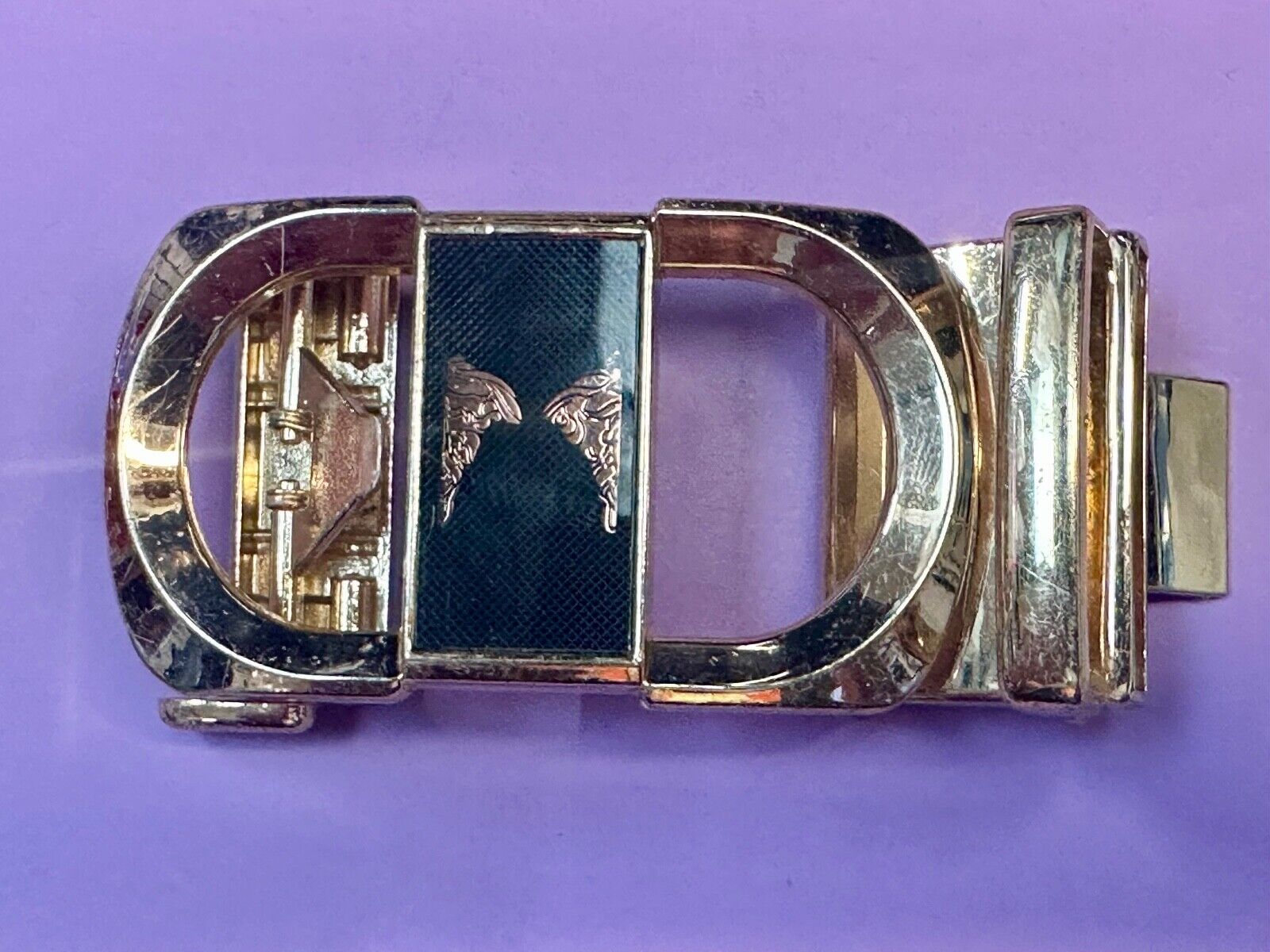 Black and Gold Tone Replacement Formal Dress Style Belt Buckle