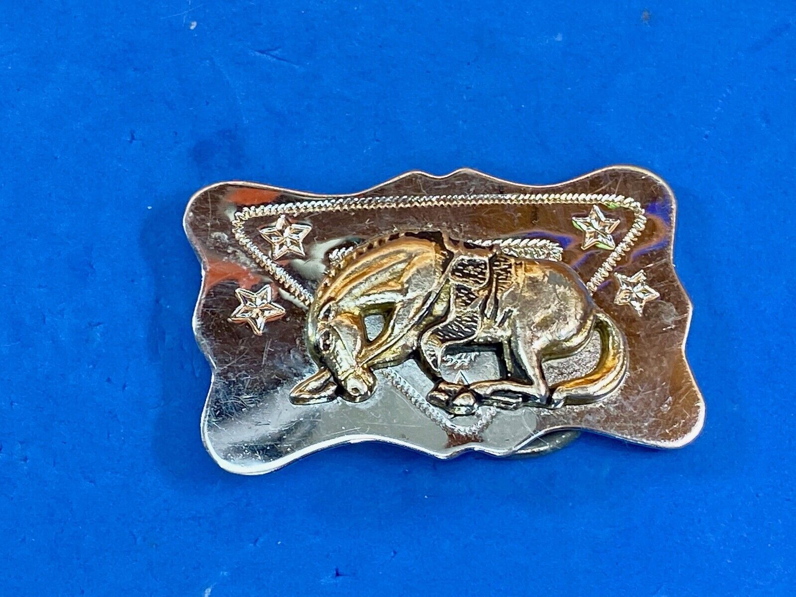 Vintage Knelling End Of The Trail Saddle Horse Western Star Belt Buckle 