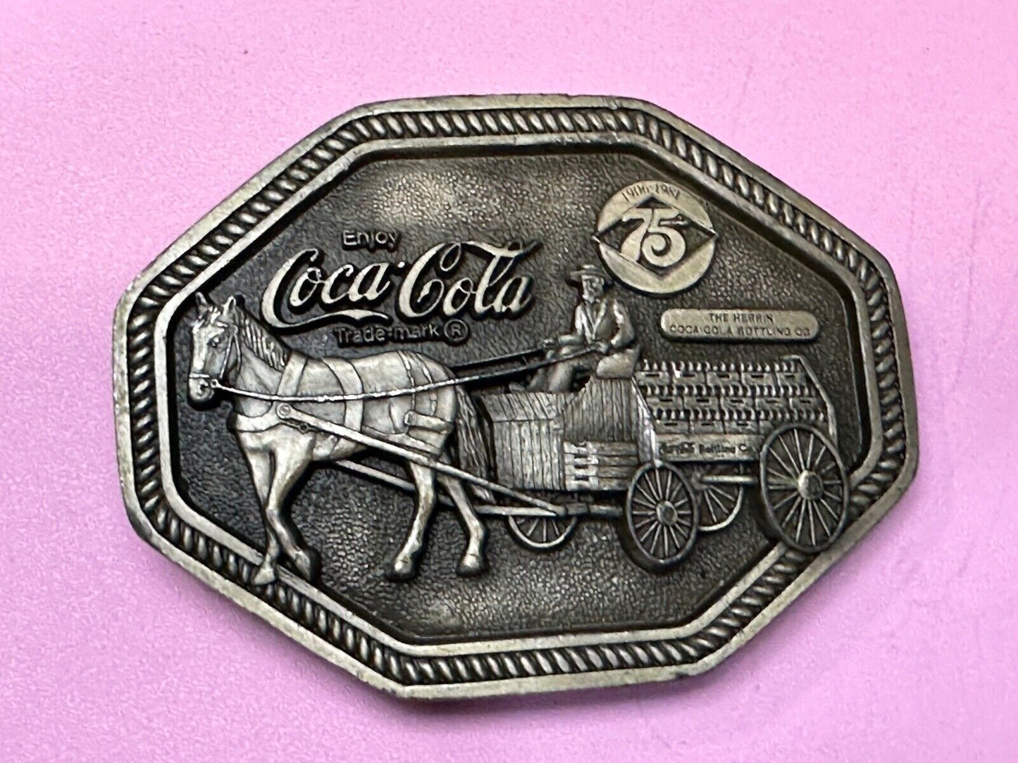 Vintage 1980 Coke a cola Belt Buckle Markatron Inc