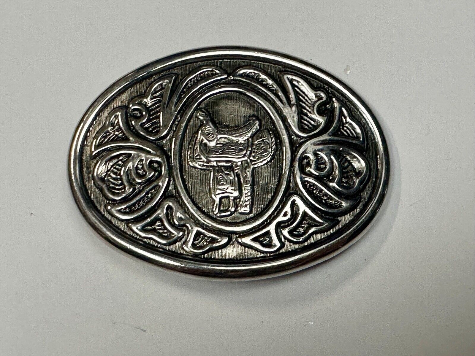 VINTAGE Avon Horse Saddle Western Ornate silver tone Belt Buckle