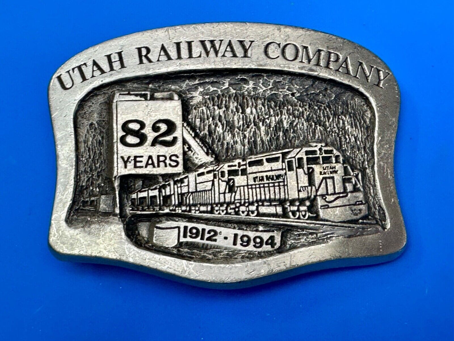 Utah Railway Co Vtg Train Railroad 82 Years - Gary Prazen Sculpture Belt Buckle