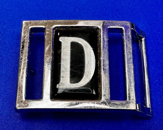 Avon Letter D Monogram Initial Silver & Black Color Vintage Retro Belt Buckle