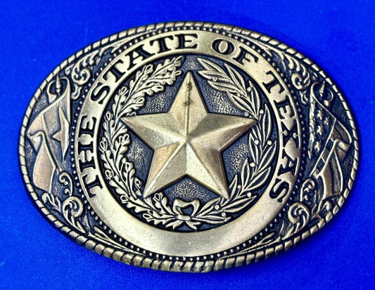 The Great State of Texas Star & Flag & Pride! USA made western belt buckle
