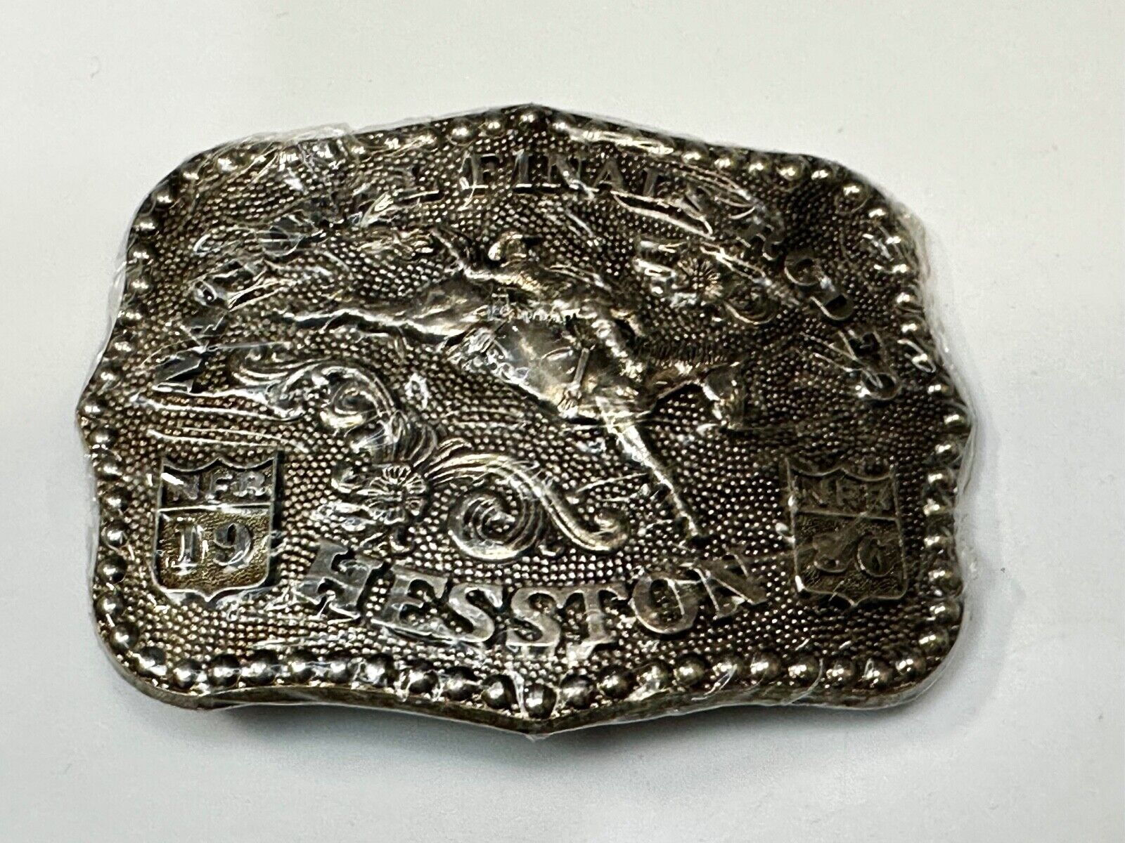 1986 ADULT SIZE NATIONAL FINALS RODEO HESSTION NFR NOS Cowboys Belt Buckle