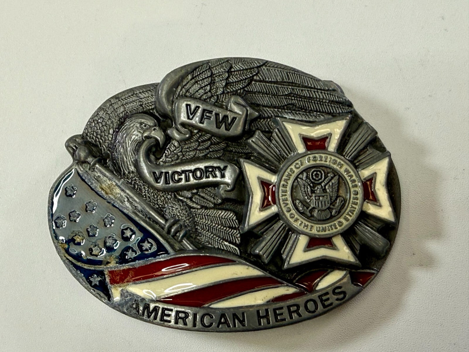 VFW American Heroes Veteran of Foreign War Victory US Flag  Belt Buckle