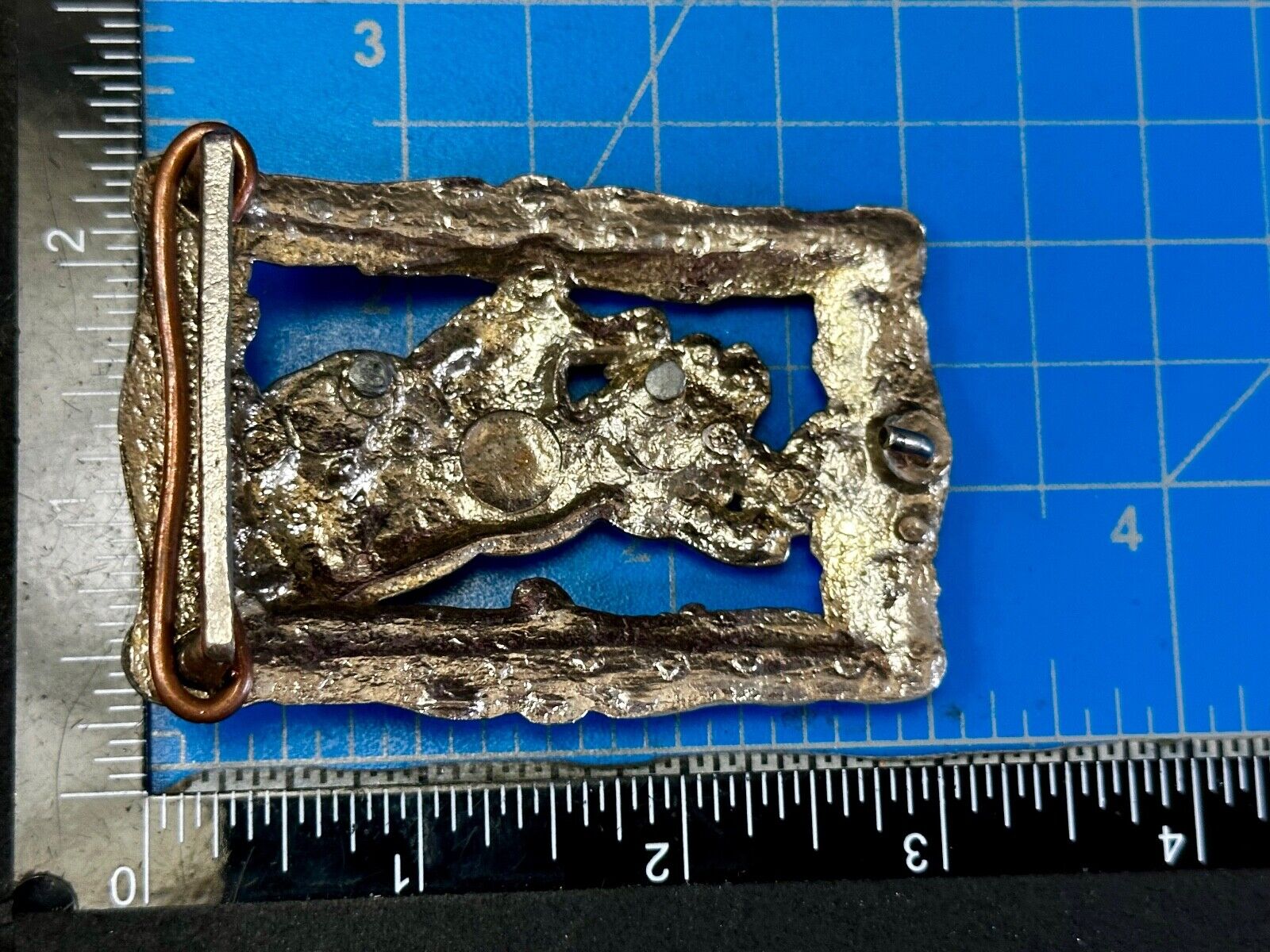 Unique silver tone Vintage Cowboy Saddle Bronc see through western belt buckle