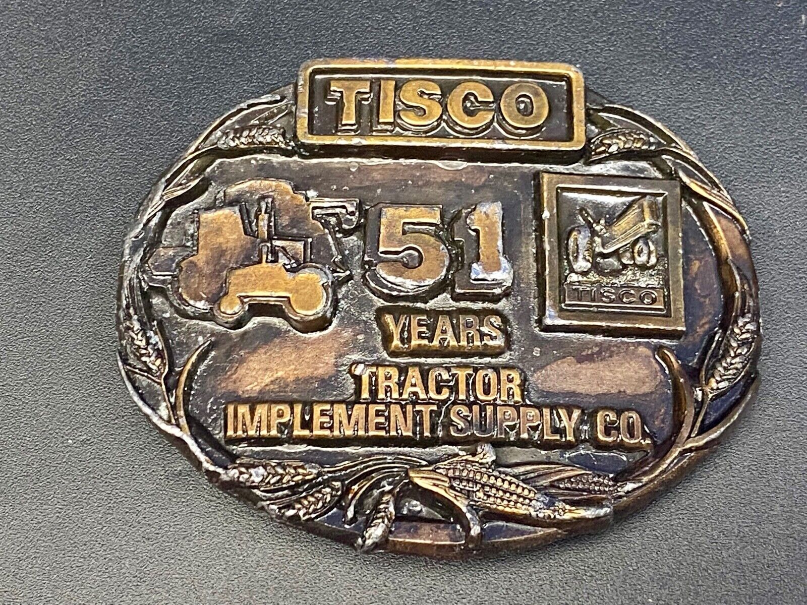 1988 Tisco Tractor Implement Supply Agriculture Farming 51 Year Belt Buckle