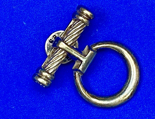 Vintage Cylinder & Round Door Knocker? Stirrup? Sterling Silver 925 Brooch