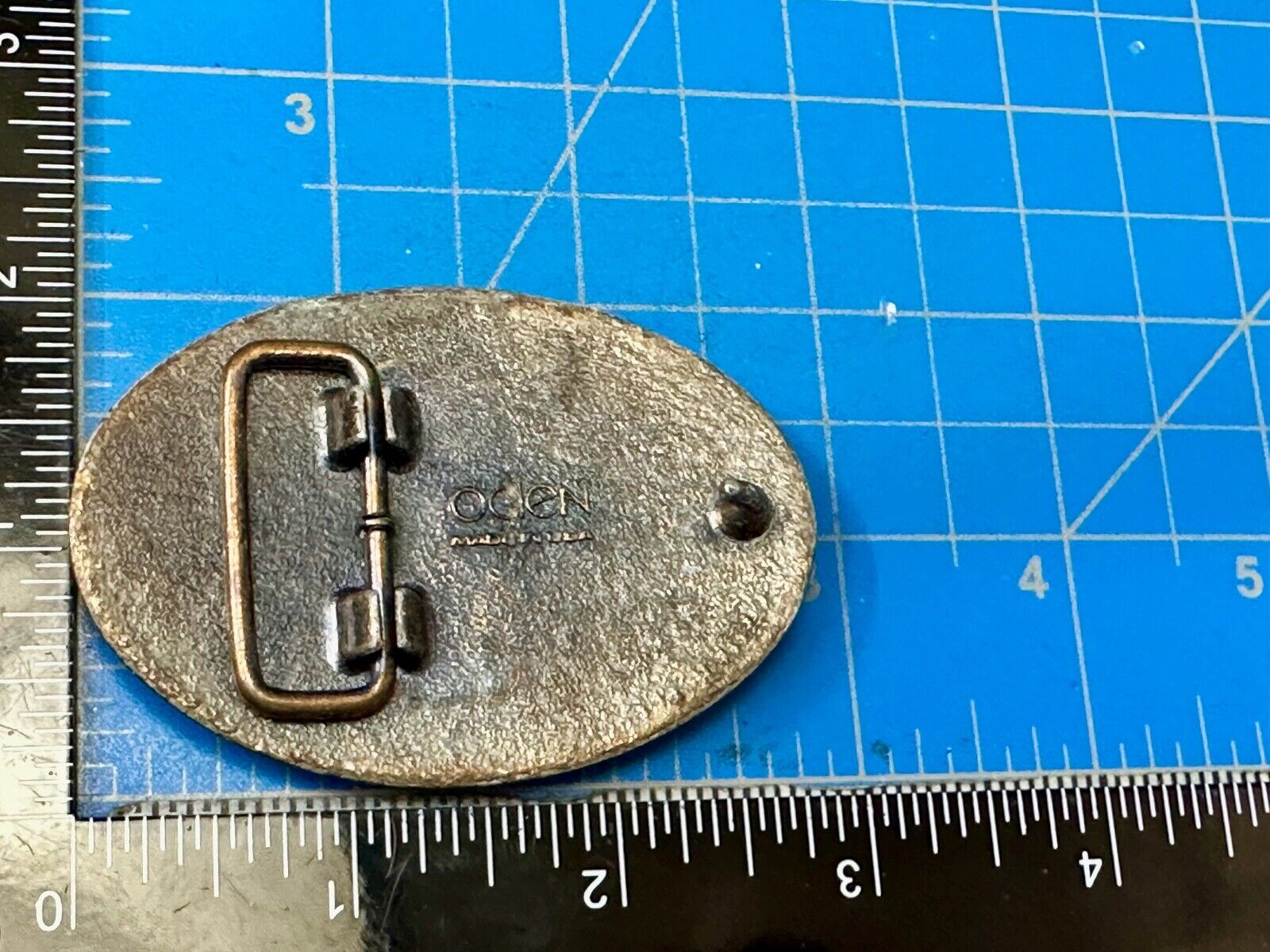 BILL  vintage custom name metal faux wood grain Belt Buckle By Oden