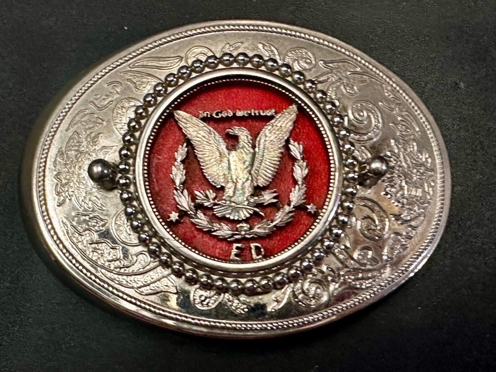 United States of America Flying Eagle Belt Buckle - Use For Silver Dollar Coin