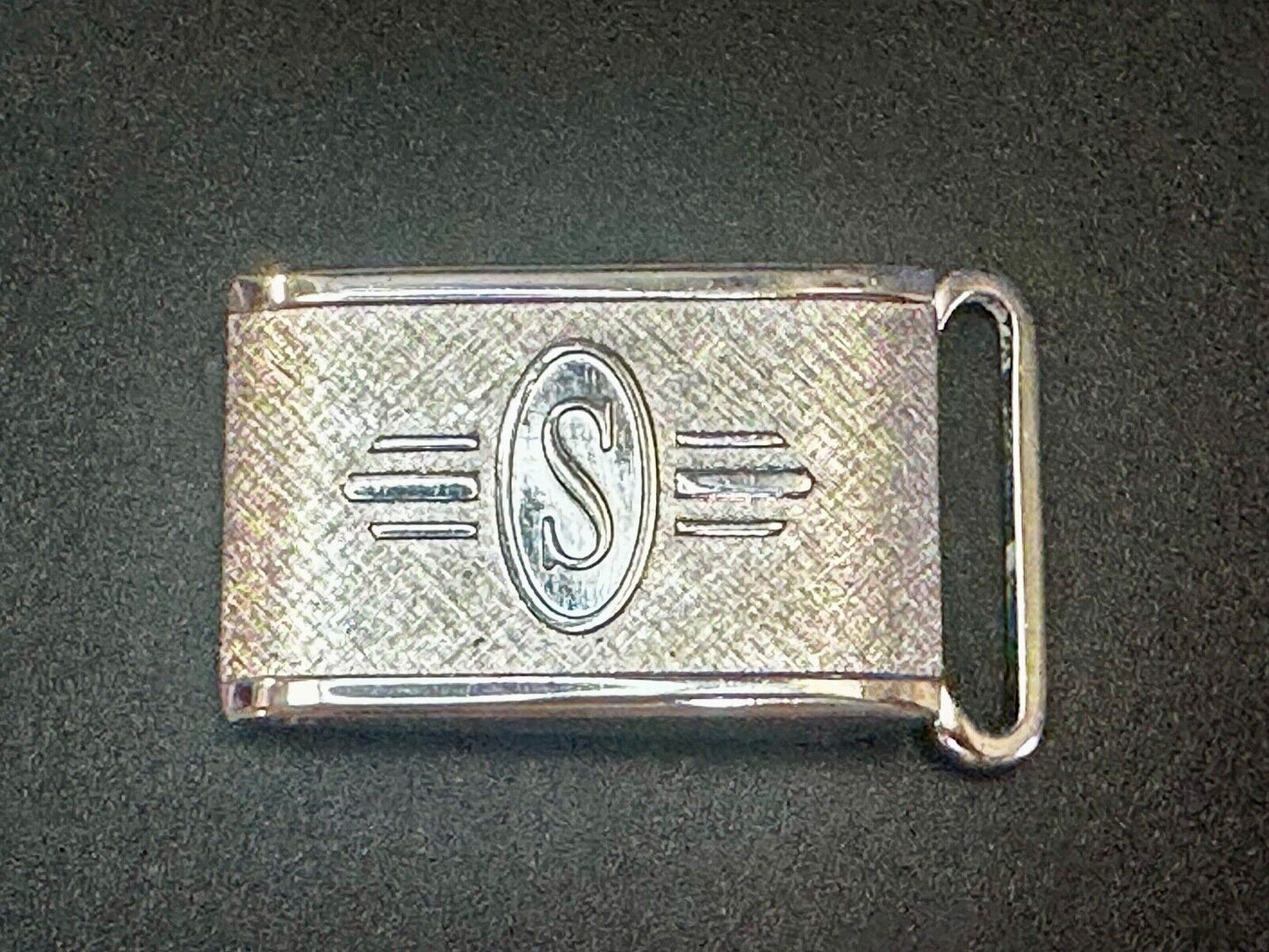 Art Deco Nuevo Letter S Initial Monogram Belt Buckle signed Paris