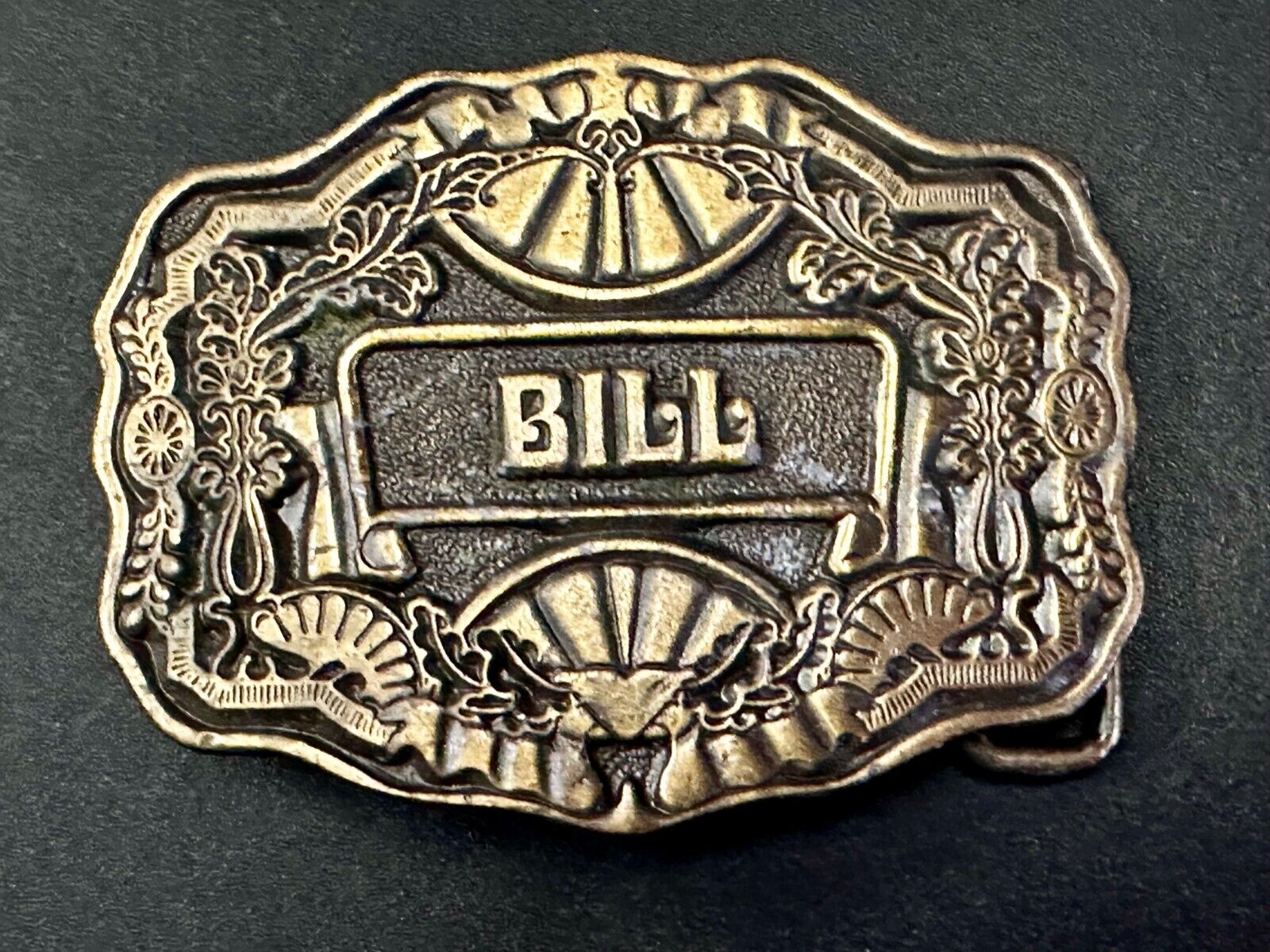 1970s BILL Name - Custom Brass Tone Metal Oden USA Personalized Belt Buckle