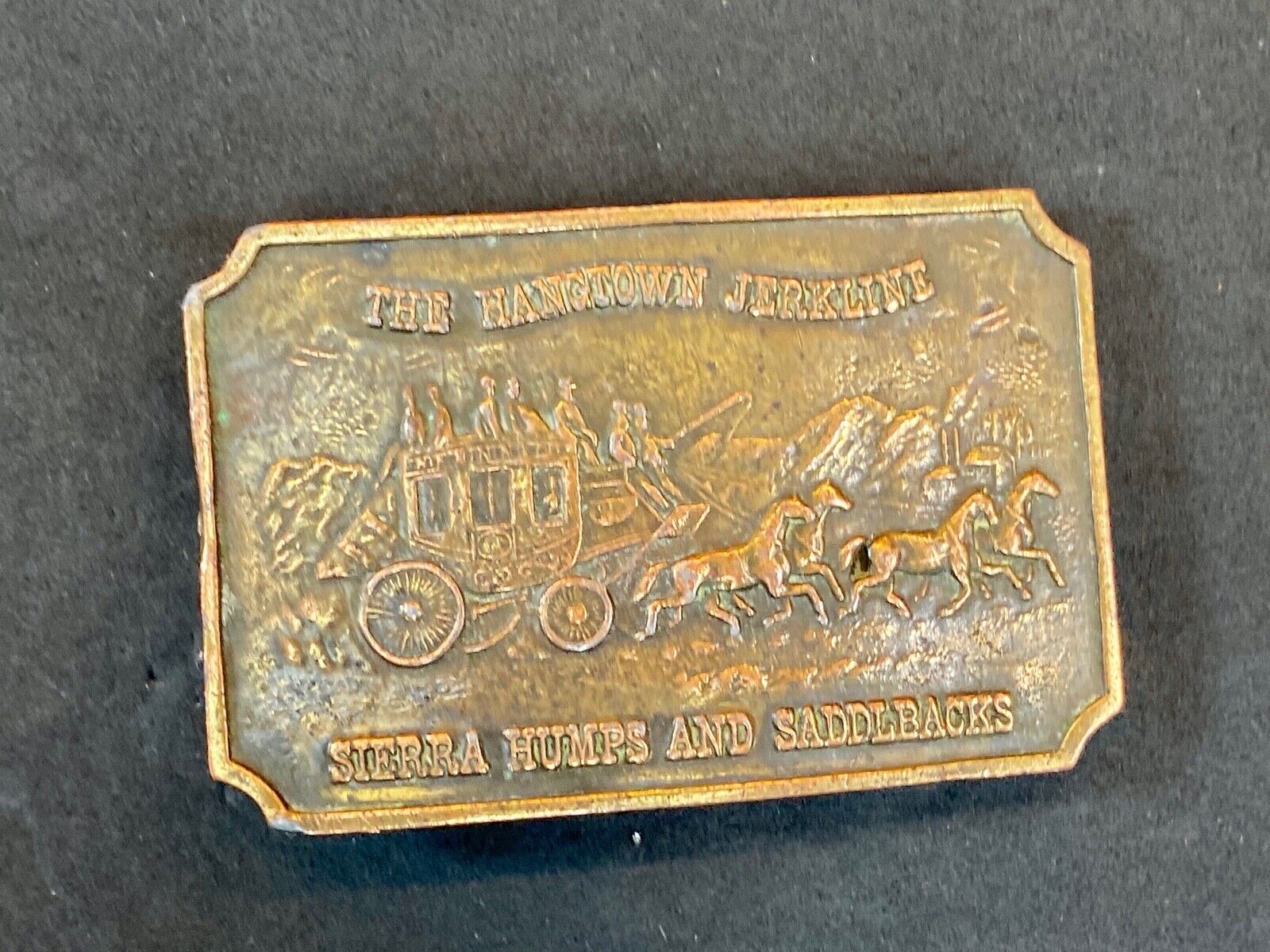 vintage Hangtown Jerkline Sierra Humps & Saddlbacks Brass Belt Buckle Ultra Rare
