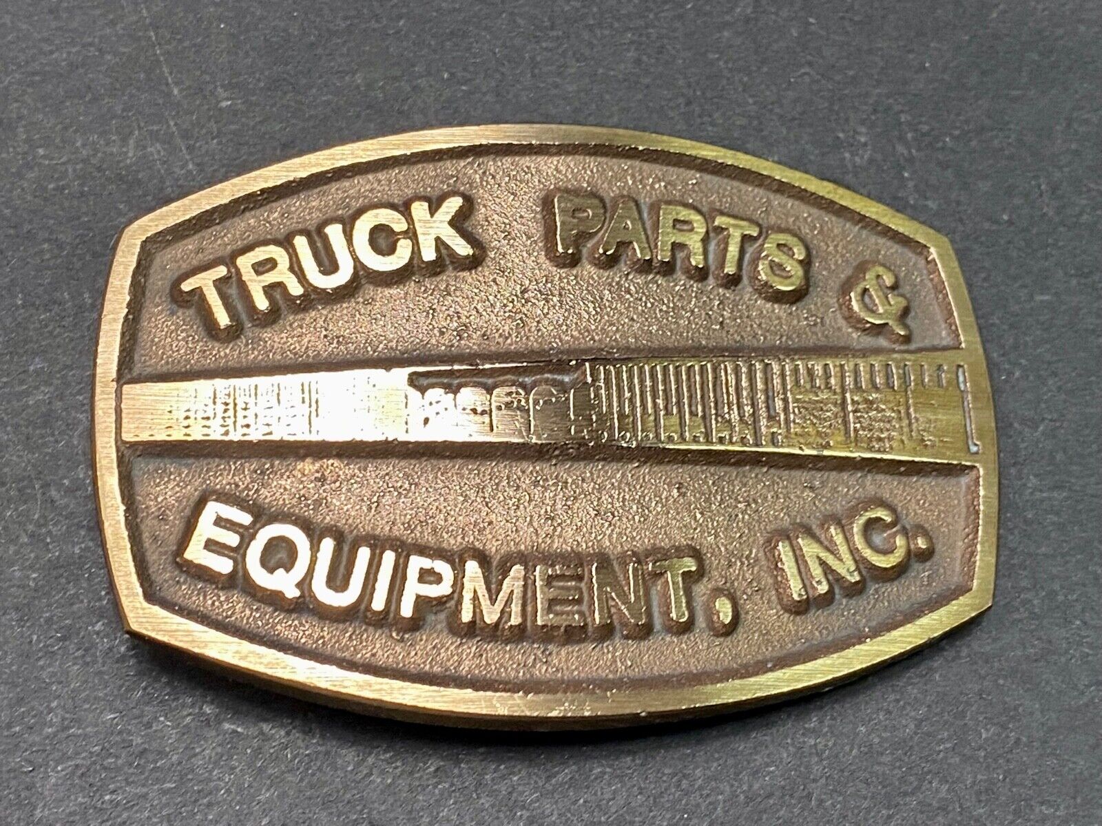 Truck Parts And Equipment Vintage Brass Tone? Belt Buckle