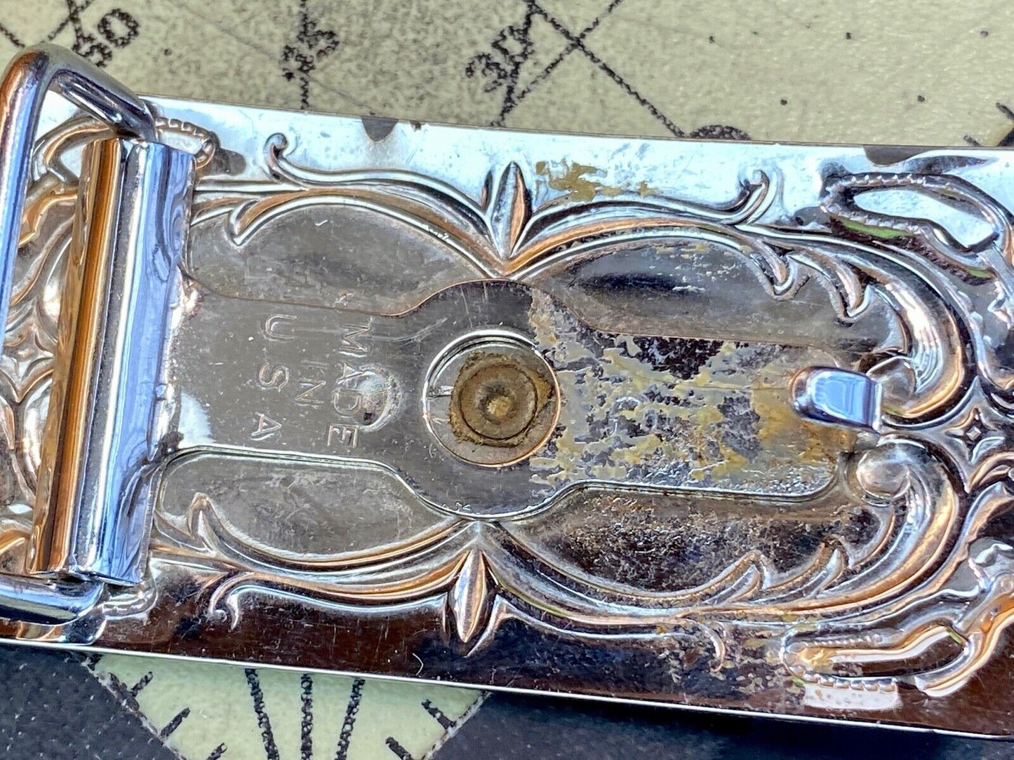 Usa Made Horse Head Bust Mixed Metal Belt Buckle 