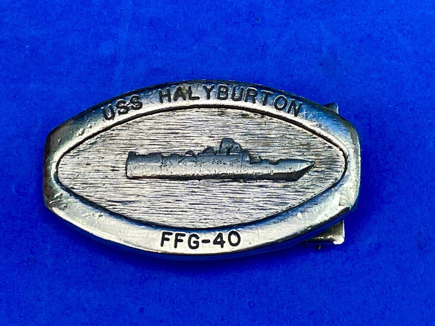 U.S. Navy Uss Halyburton Ffg-40 Oliver Hazard Perry-Class Frigate Belt Buckle