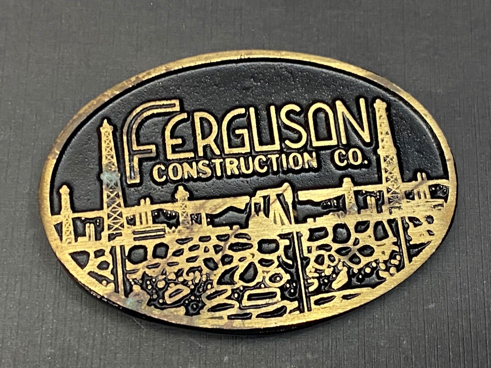 Vintage Ferguson Oil Construction Company Sidney Ohio Dunabuckle Belt Buckle 
