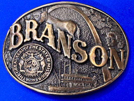 The Great Seal of the State of Missouri Branson Brass Commemorative Belt Buckle