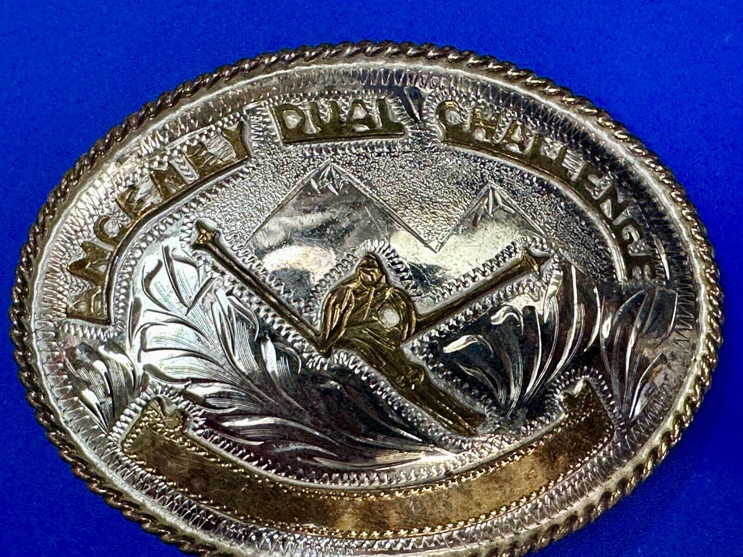 Amcemey Dual Challenge Downhill Ski Trophy Award Vintage Western Belt Buckle