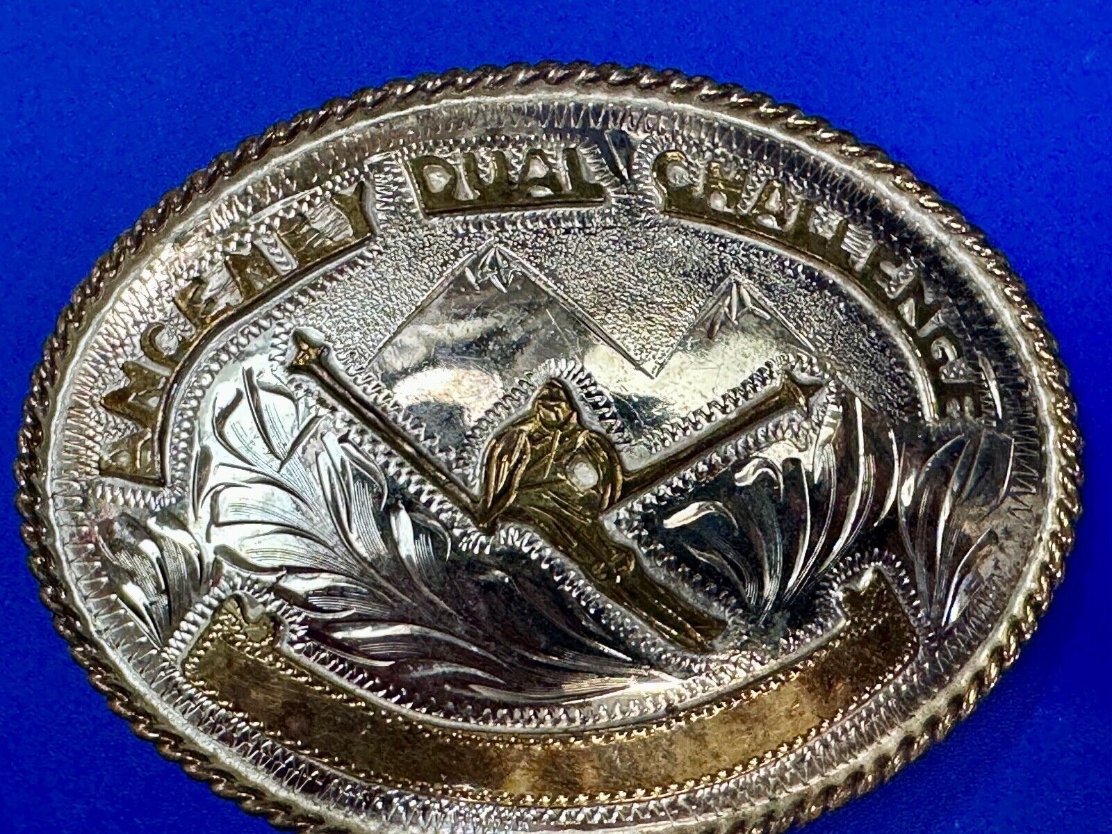 Amcemey Dual Challenge Downhill Ski Trophy Award Vintage Western Belt Buckle