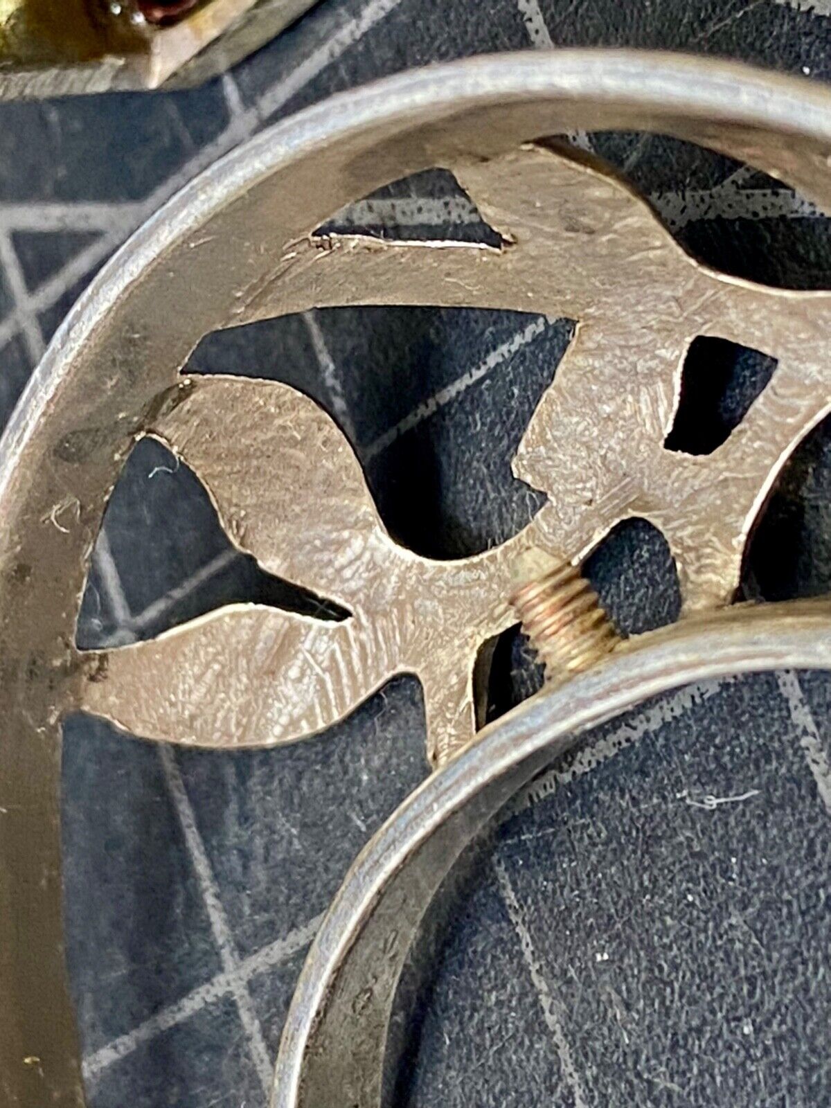 Two piece antique silver tone?  see through belt buckle