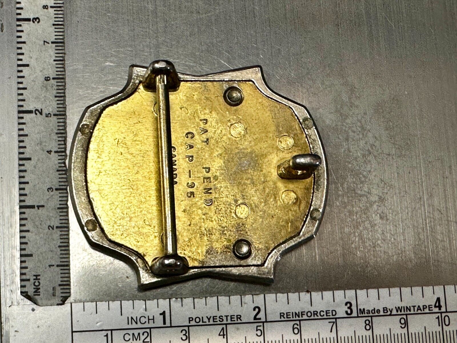 Unknown to me!  Vintage Metal Belt Buckle Pat.Pend Cap-95 Canada