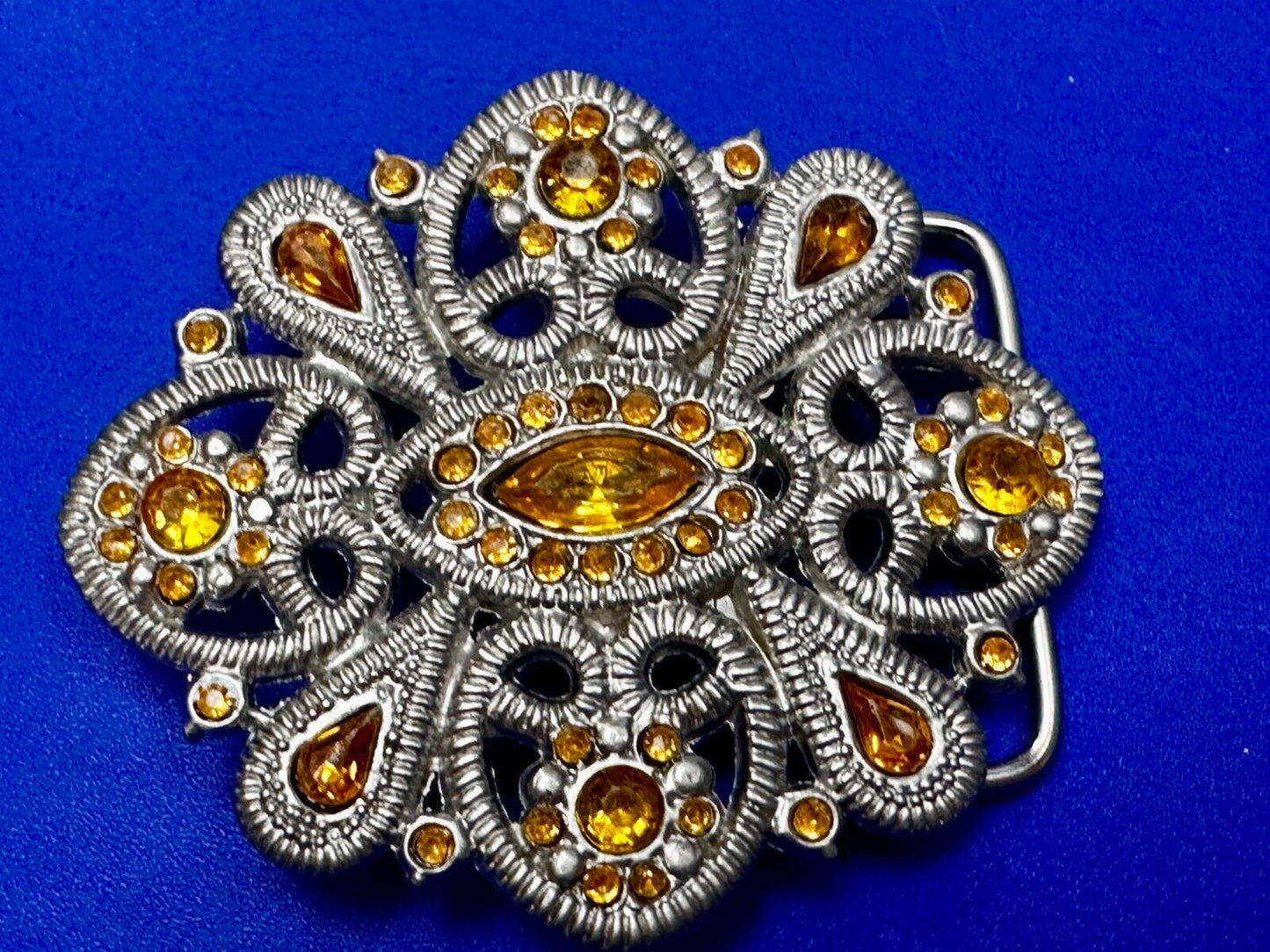Victorian Style Yellow Rhinestone Jeweled Women's Ladies Fashion Belt Buckle