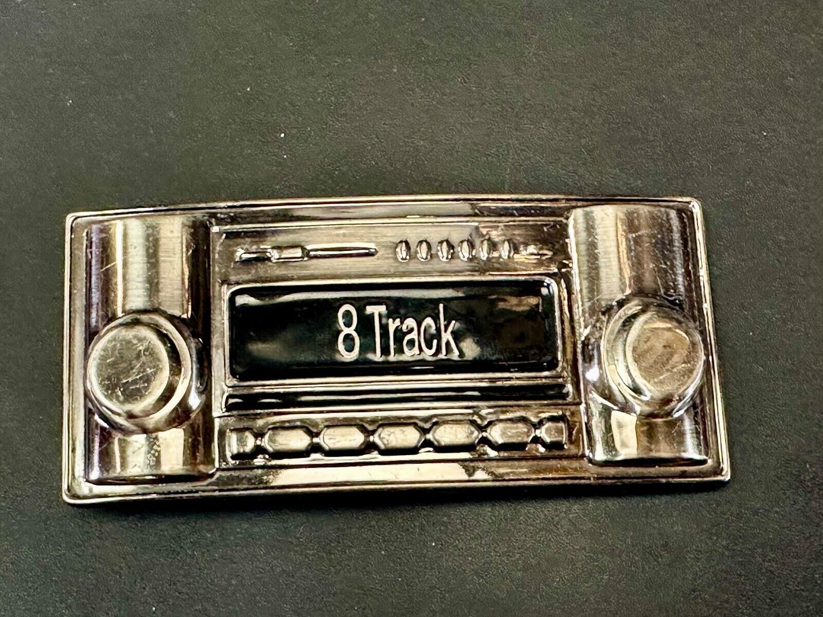 8 Track Stereo Radio Player Retro Silver & Black Color Belt Buckle