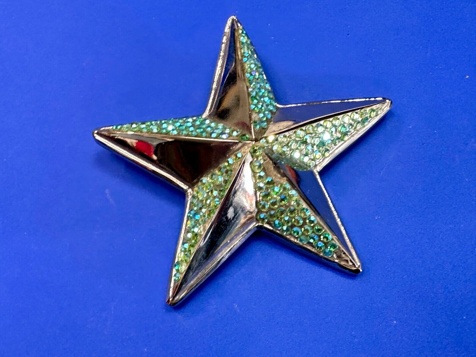 3D STAR dimensional vintage belt buckle by silver star -  missing rhinestone's