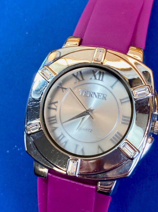 Terner 052009-1 Women's Watch - Pink Band Rhinestone Accents - New Battery 