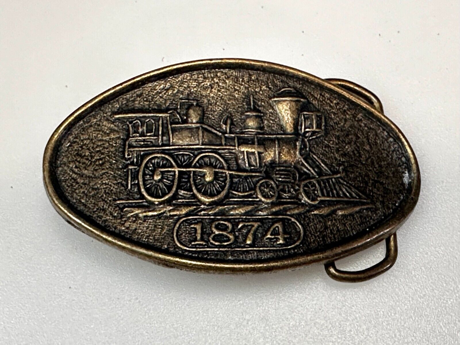 1874 Steam Engine Rail Road Railroad Train Vintage Belt Buckle