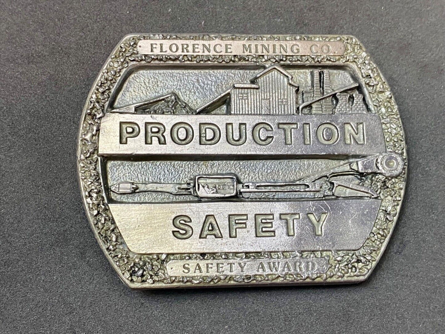 Vintage Florence Mining Company Safety Award belt buckle