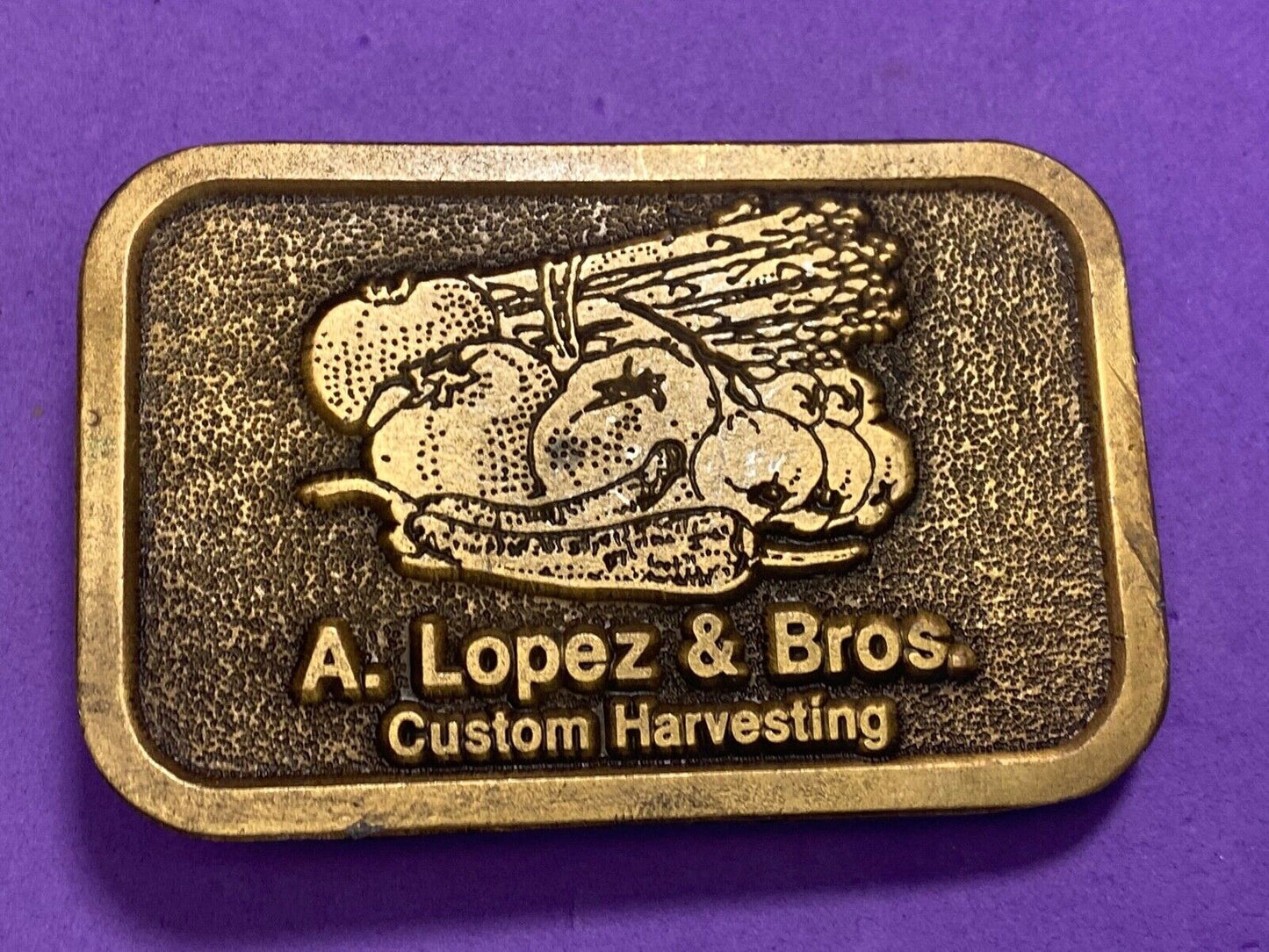 A Lopez And Bros - Custom Harvesting Farming Farm Agriculture Belt Buckle 