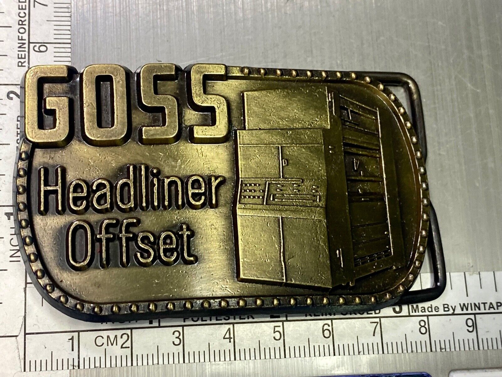 Vintage 1970S **Goss Headliner Offset** Advertisement Belt Buckle