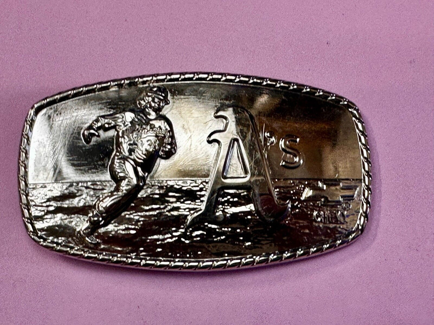 A's Baseball Logo Athletics Sports Oakland CA Silver Color Wide Belt Buckle