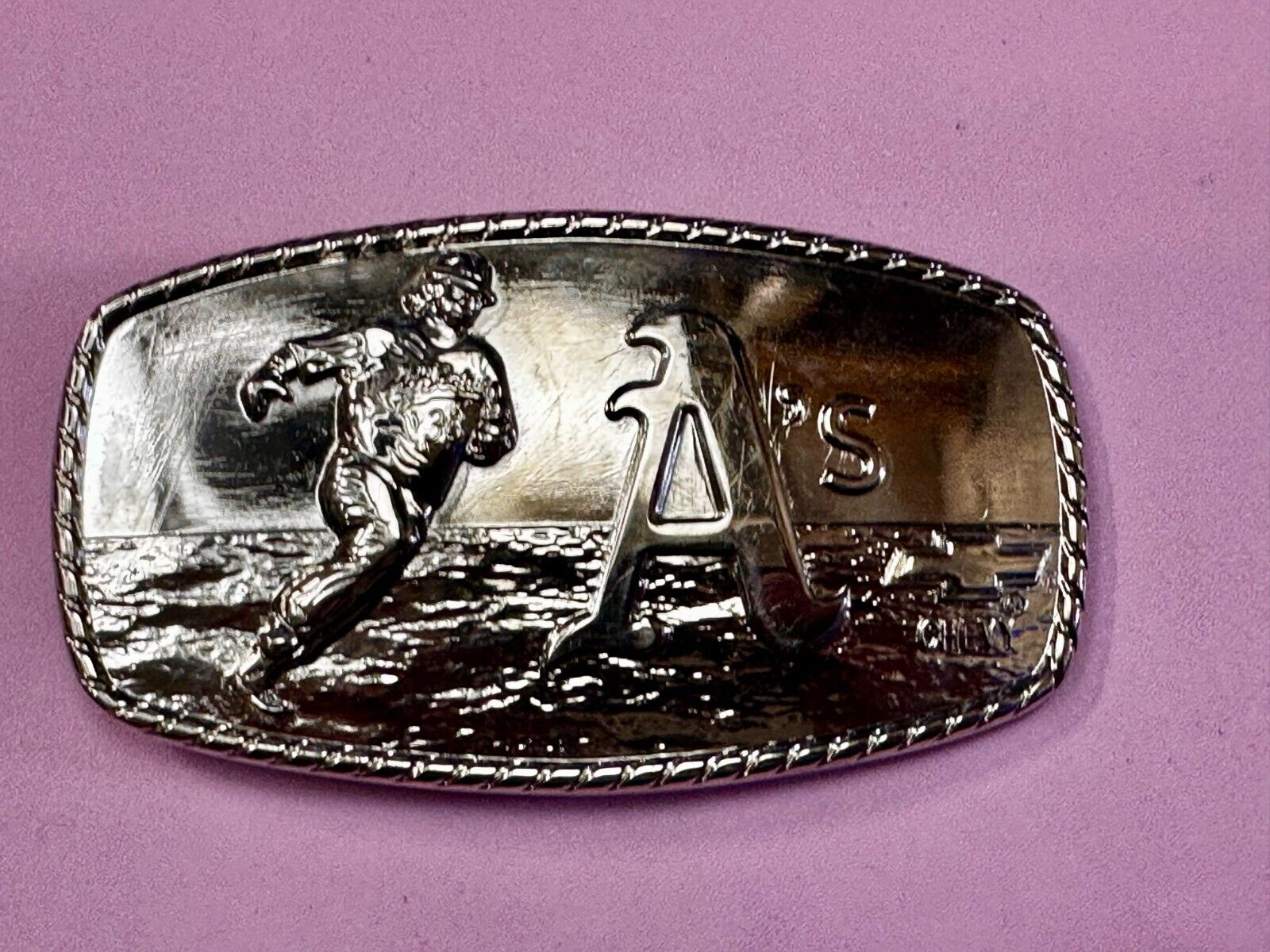 A's Baseball Logo Athletics Sports Oakland CA Silver Color Wide Belt Buckle