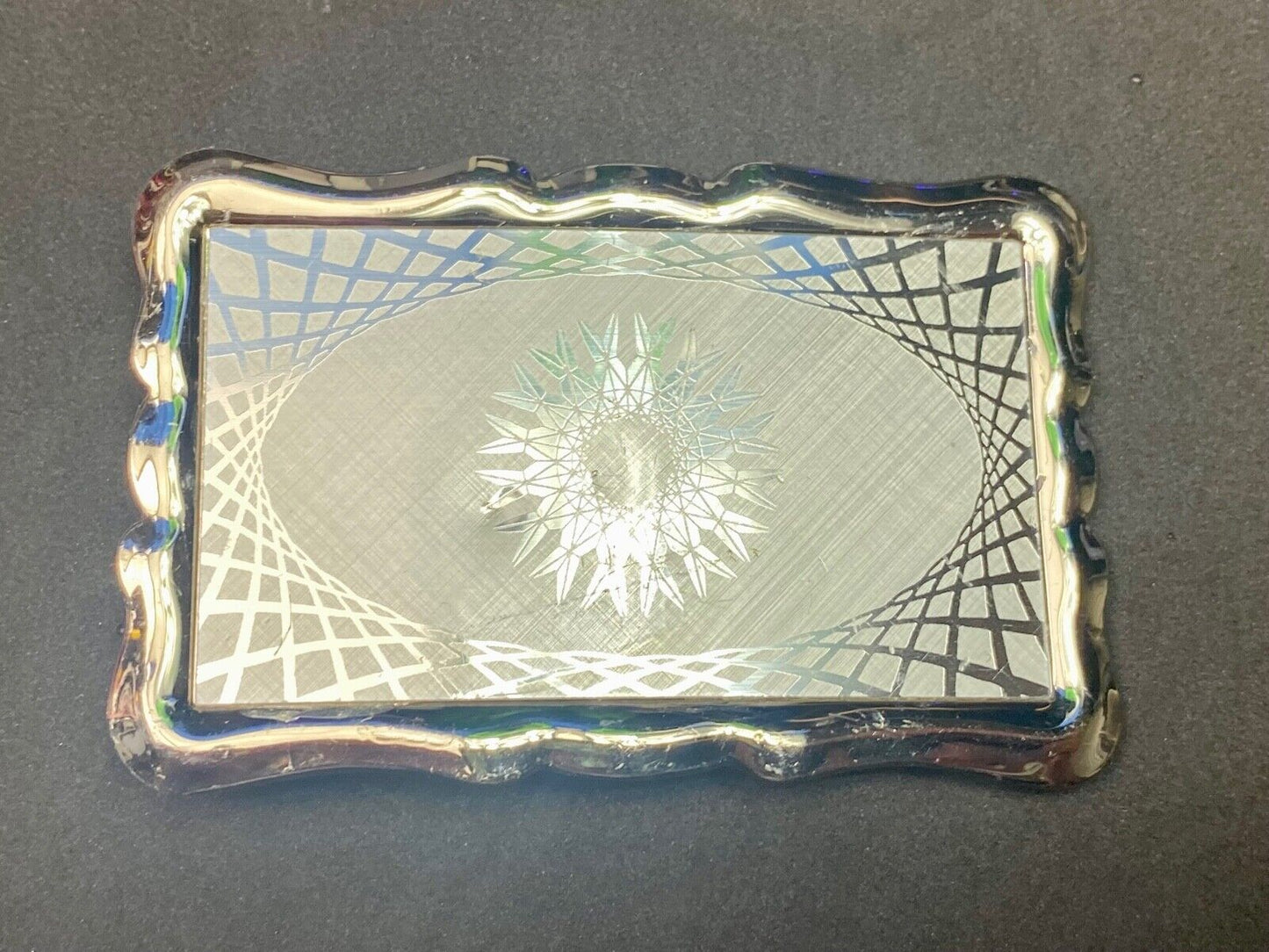 Vintage Etched Star Western Burst Pattern /  Swirl Belt Buckle 