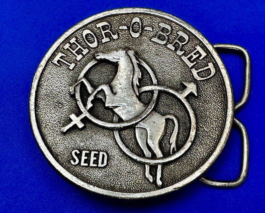 Thor-O-Bred Farm Seed Horse Vintage 1978 Belt Buckle by Bergamot Brass Works