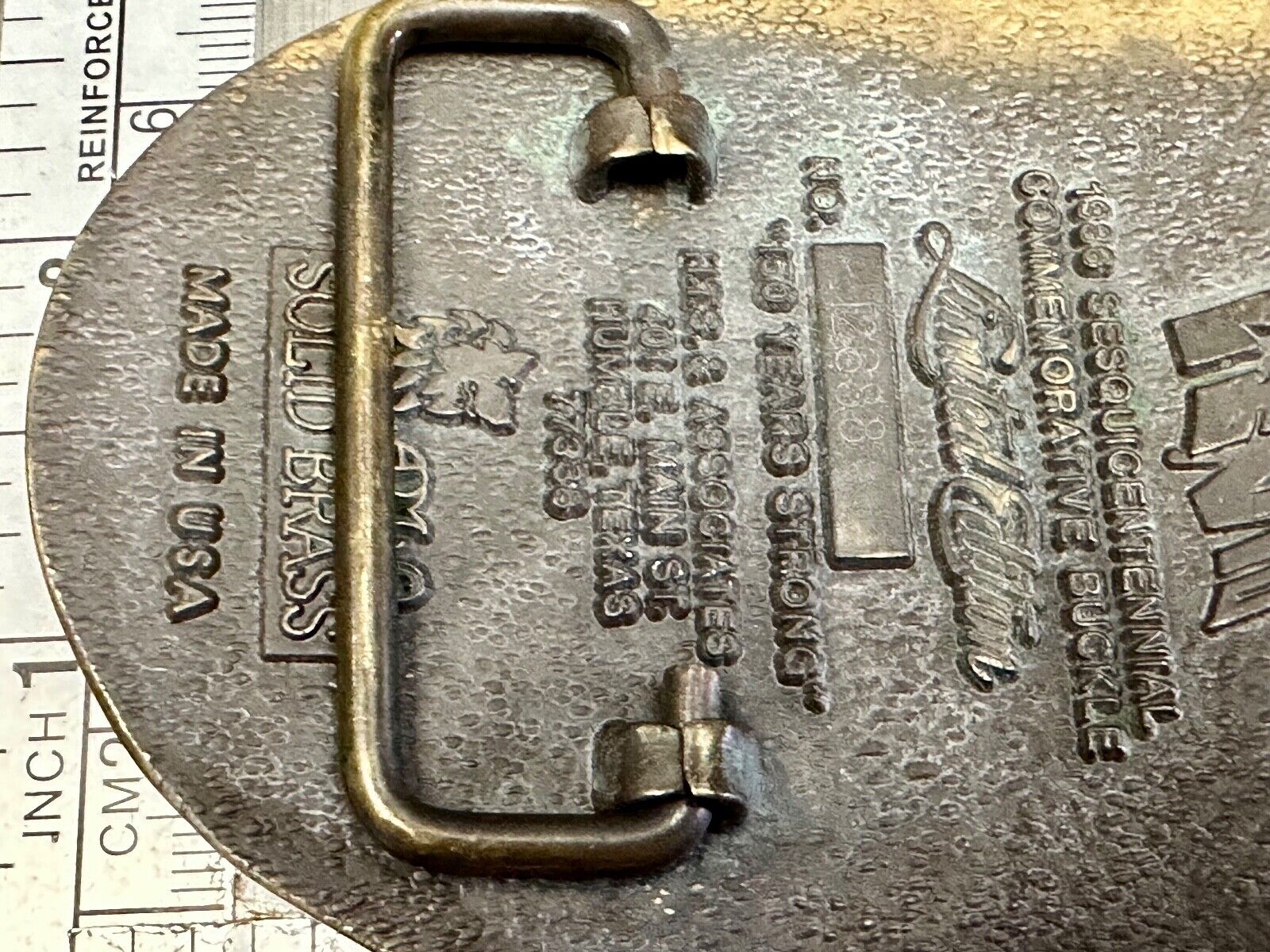 Texas Sesquicentennial 150 year celebration solid brass ADM belt buckle