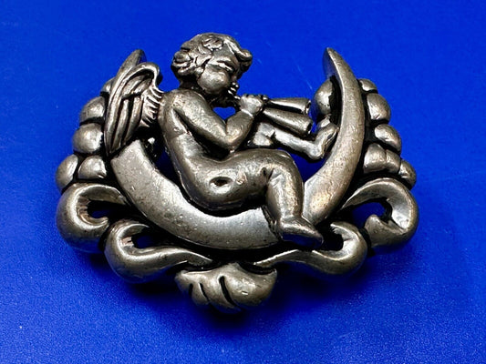 Angel Cherub Playing Flute Figural Cutout Rare Belt Buckle #1008 Vicenza