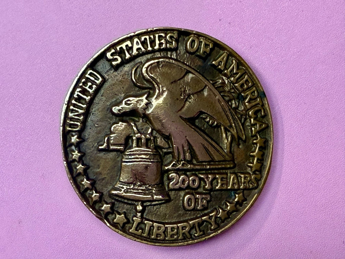 United States Of America 200 Years Of Liberty Solid Brass Belt Buckle Taiwan