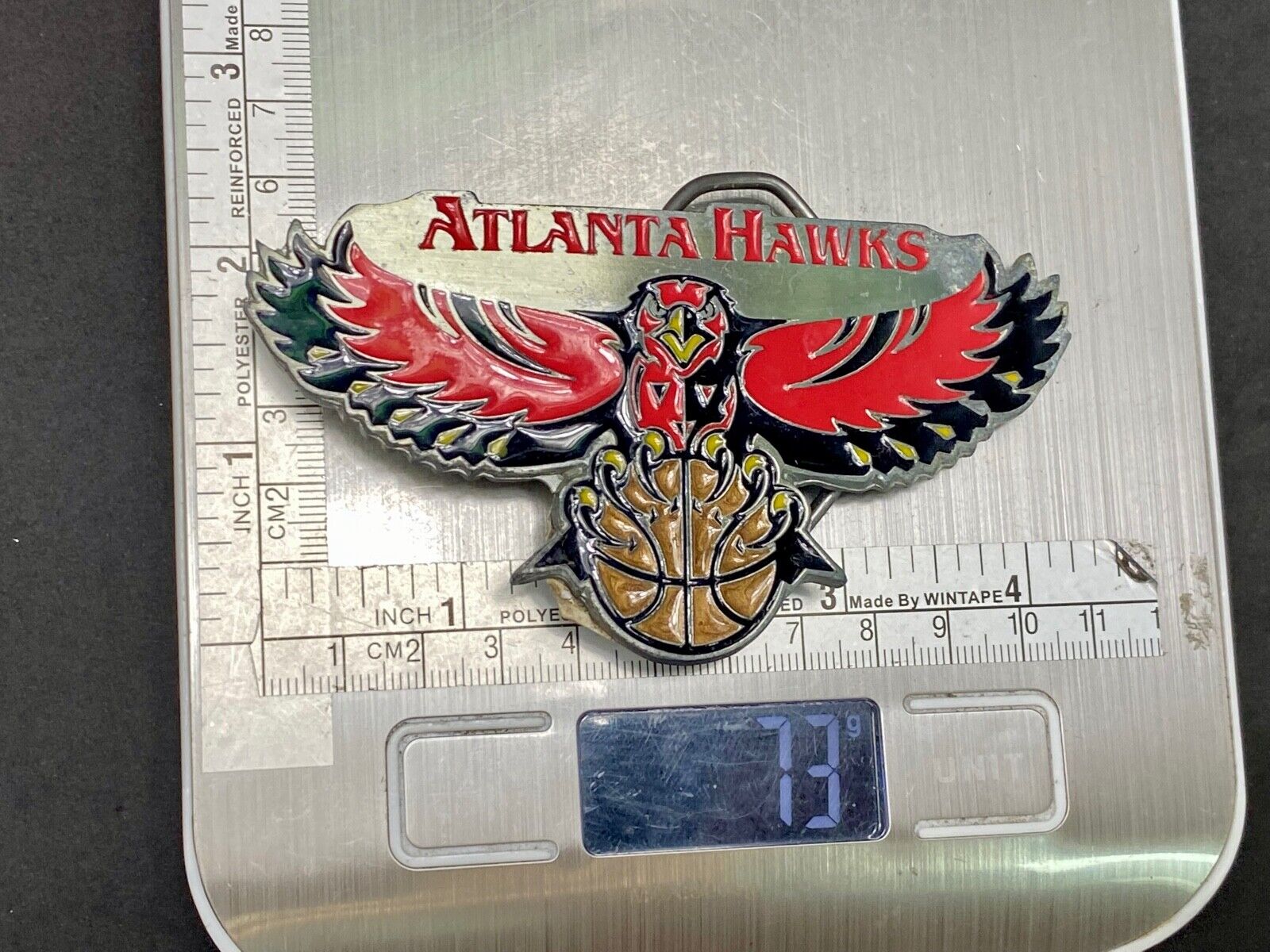 ATLANTA HAWKS LOGO CUT OUT NBA basketball FAN! BELT BUCKLE - some damage 