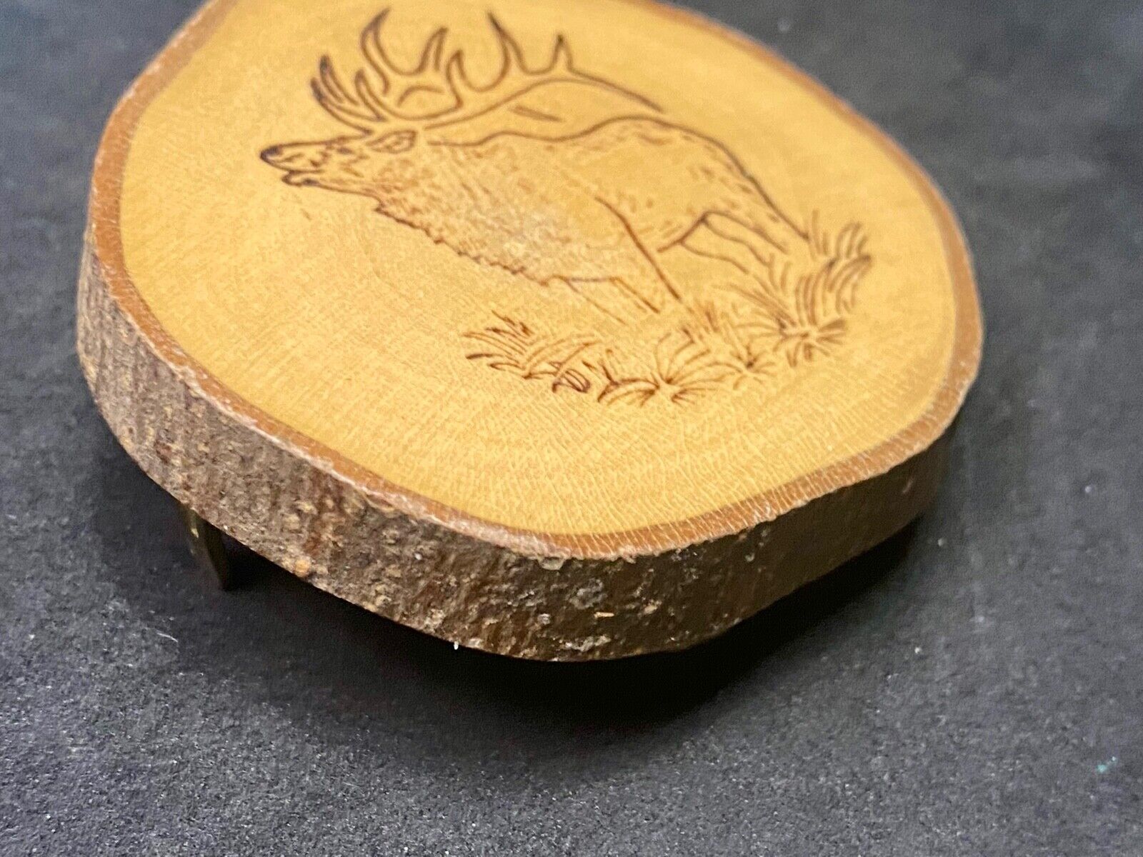 The Great Elk - Carving In Natural Wood Artisan Belt Buckle 