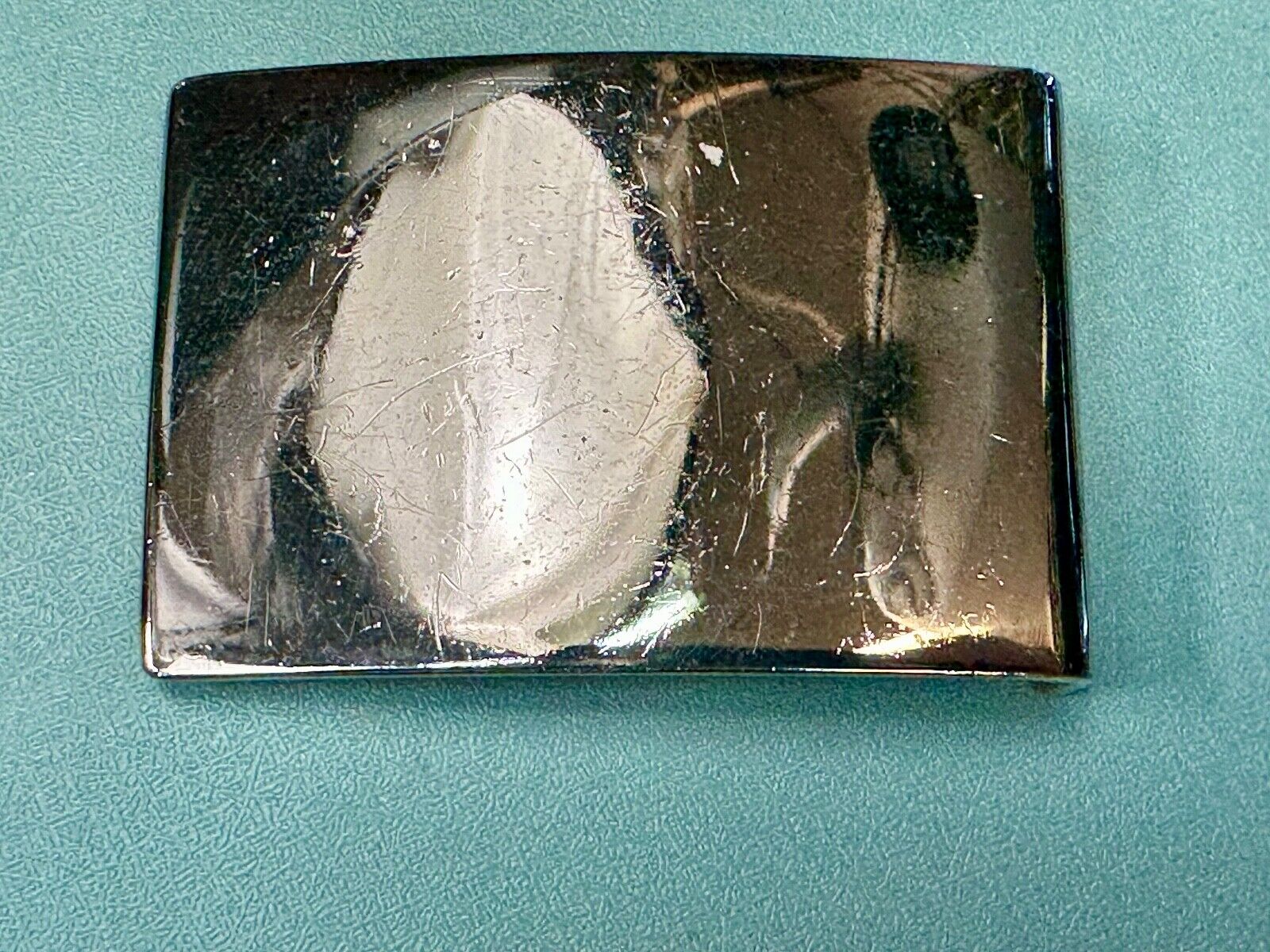 USMC Marine Corp NCO Dress Belt Plate Plain Belt Buckle 6-76 -some discoloration