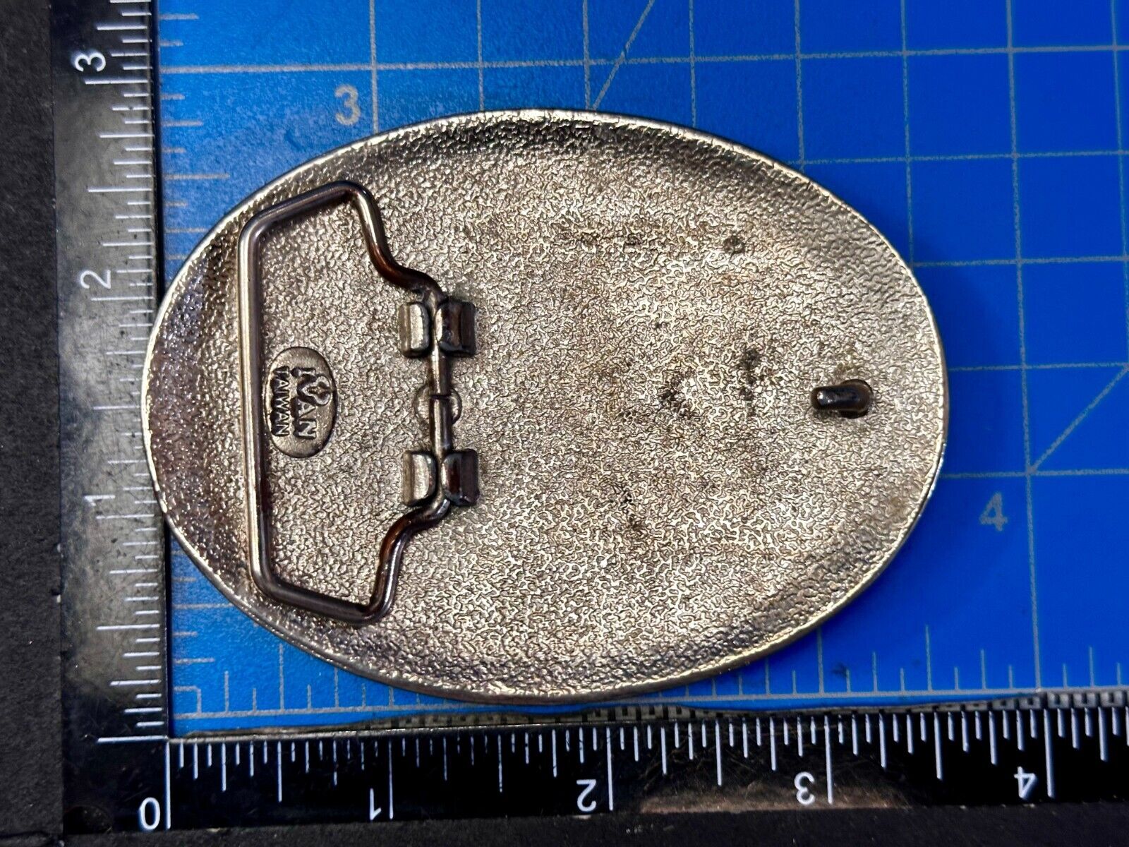 Taming the Wild Western Horse Vintage silver tone oval Belt Buckle 