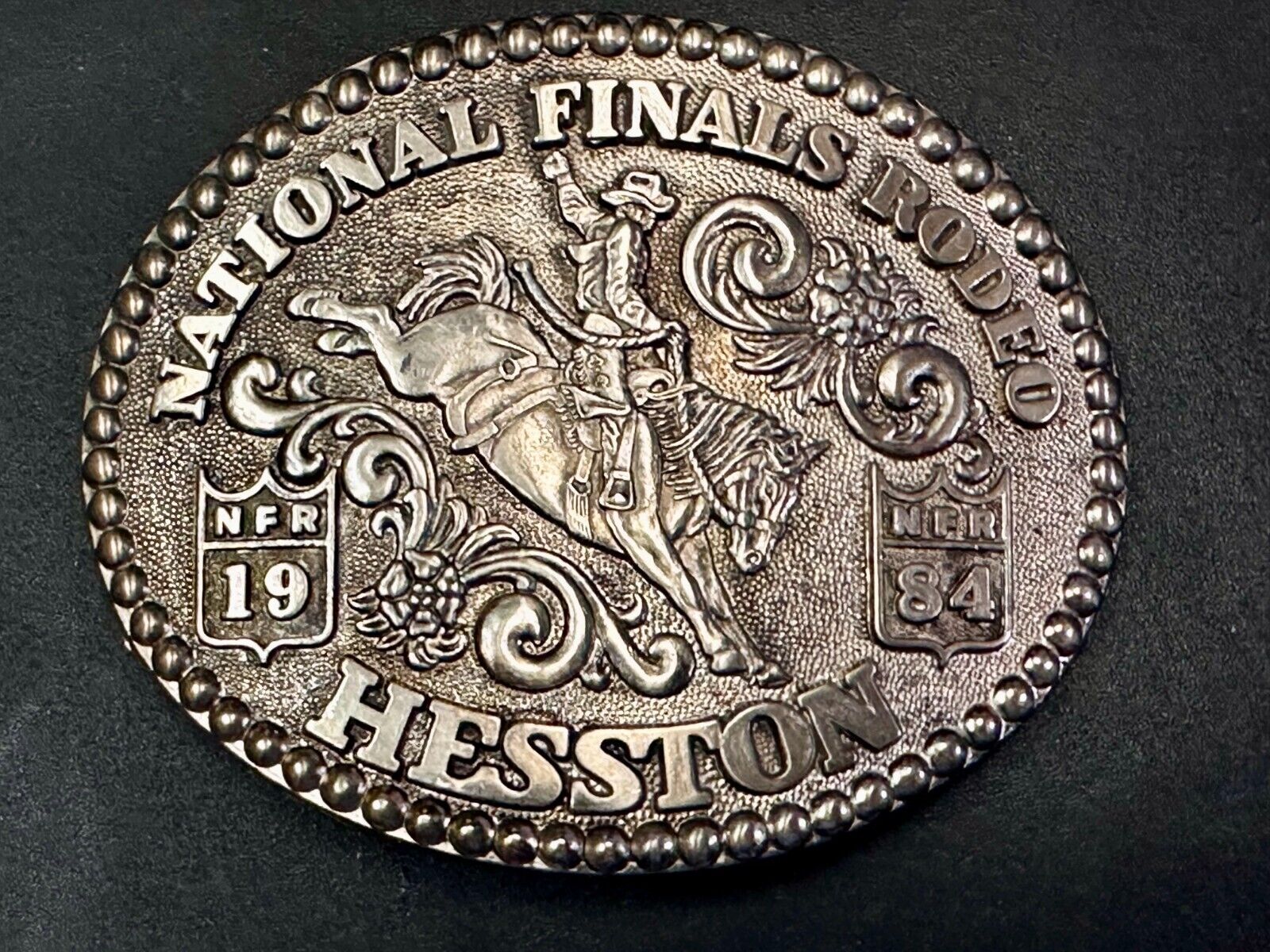 1984 Hesston NFR National Finals Rodeo Cowboys Western Belt Buckle